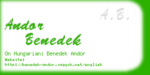 andor benedek business card